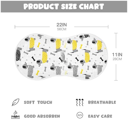 Muslin Baby Burp Cloths Set of 4, Soft Absorbent Cute Dachshund Dogs Cotton Burping Cloth, Milk Spit Up Rags for Newborn Unisex, 22 x 11 Inch3