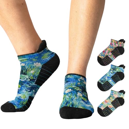 Viasox Ankle Compression Socks for Women & Men 3 Pack 14 mmHg Support Improves Circulation Extra Cushioned (US Alpha X-Large Regular Regular Brush Stroke)