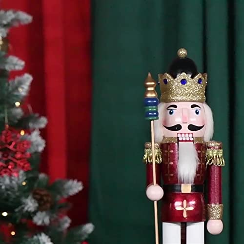 ROBAUN 38,1 cm wysokości, stojący, król, dziadek do orzechów, prezent na Boże Narodzenie, dekoracja bożonarodzeniowa, król biurka z ornamentami berła