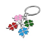 💗 En métal Porte-Clés Original, Trèfles à 4 Feuilles, Porte-Bonheur pour Homme et Femme, Nature, Saint Patrick, Fortune