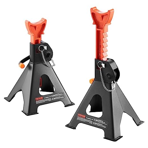 VEVOR Jack Stands, 3 Ton (6,000 lbs) Capacity Car Jack Stands Double Locking, 10.8-16.3 inch Adjustable Height, for Lifting SUV, Pickup Truck, Car and UTV/ATV, Red, 1 Pair