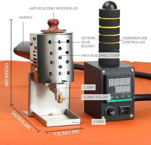 Hot Melt Glue Dispenser with Digital Display, Hand Push Adhesive Roller Machine, 50ml/150ml Capaci, Adjustable Temperature 50-220℃, Perfect for Crafting and DIY Projects