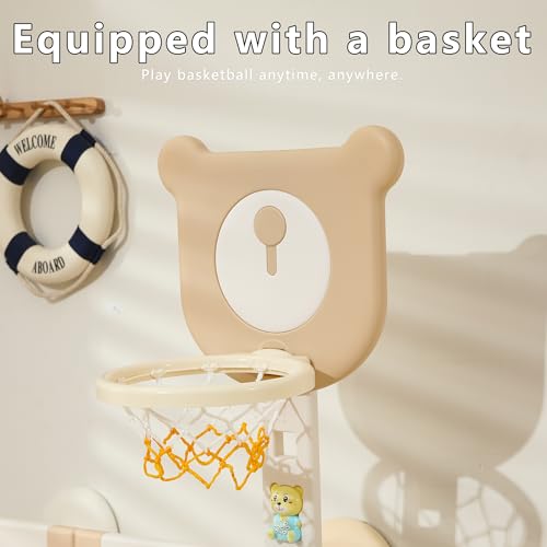 Image of Indoor Baby Playpen with Adjustable Game Panel, Drawing Board, Basketball Hoop, and Safety Door Shape, Portable and Stable Indoor Children's Playground（70.9 inch*47.2 inch）