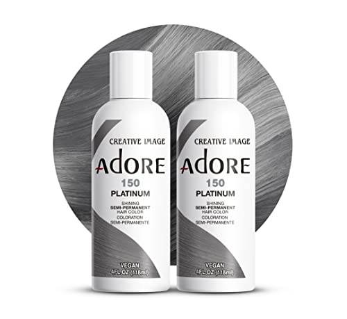 Adore Semi Permanent Hair Color - Vegan and Cruelty-Free Silver Hair Dye - 4 Fl Oz - 150 Platinum (Pack of 2)