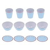 Juego de 12 piezas de vajilla para el hogar, rejilla azul claro, taza, plato, vajilla de melamina duradera para el hogar, cocina, restaurante, juego de vajilla de estilo elegante
