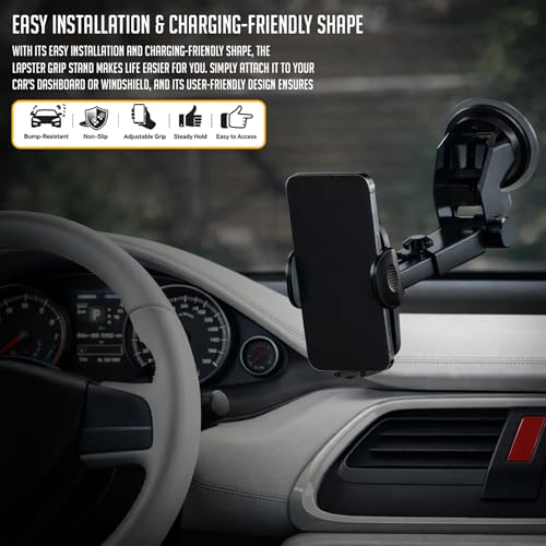 Image of Lapster Autogrip C3 Car Mobile Holder 360 for Dashboard & Windshield, Strong Suction Cup, One-Touch Release, Universal Fit for 4-7 Inch Smartphones
