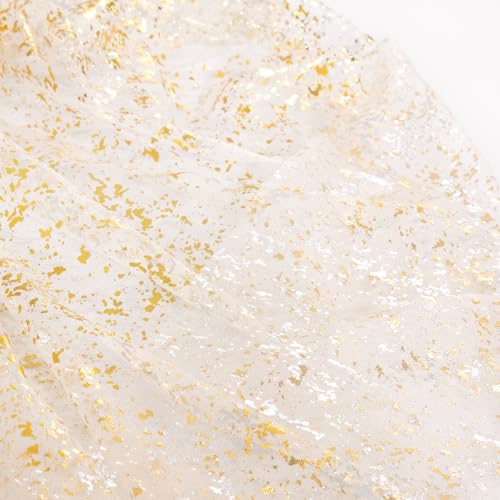 Image of Beige Gold Glitter Table Runner Sheer Gauze Foil Table Runner 120 Inch