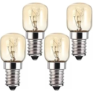 GLOWANTS 4 x Backofenlampe 25W 300 Grad E14 Dimmbar 2700K Warmweiße, Backofen Glühbirne 240V T25 Bis 300°C HitzebeständigeS Backofenlampe für Ofen, Salzkristalllampe, Mikrowelle, Lavalampe.