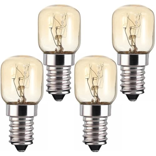 GLOWANTS 4 x Backofenlampe 25W 300 Grad E14 Dimmbar 2700K Warmweiße Backofen Glühbirne 240V T25 Bis 300C HitzebeständigeS Backofenlampe.