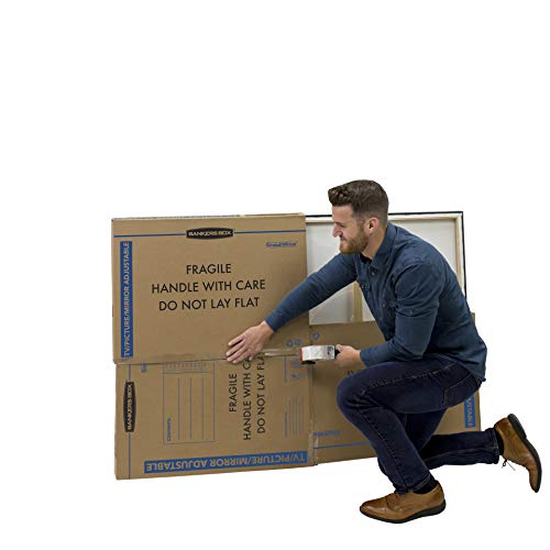 Image of Bankers Box SmoothMove Moving Boxes for Pictures and Mirrors Adjustable, 40 x 60 x 4 Inches, 3 Pack (7711401) | Protect TVs, mirrors, and framed art with rigid moving boxes sized for flat, fragile items.