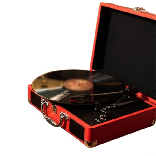 Hasaller Tourne-disque vinyle portable rétro avec haut-parleurs intégrés, phonographe vintage, tourne-disque à dents bleues entraîné par courroie (A)
