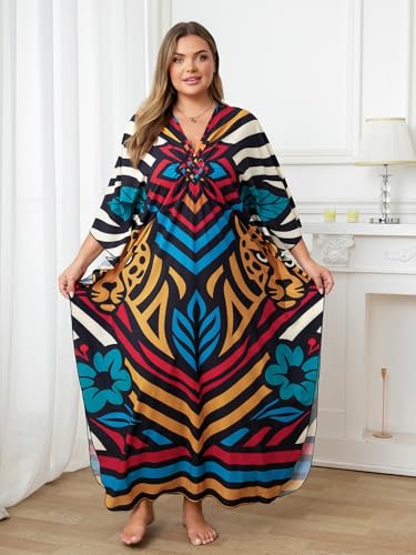 Image of Kaftan Dress for Women - Plus Size Caftan Maxi Beach Dress Moo Moos Loungewear, Swimsuit Cover Up for Beach, Pool or Vacation