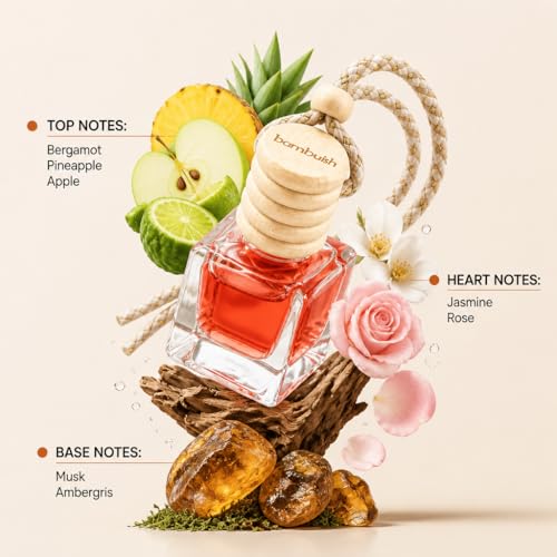 Image of Saffron Drift Car Air Freshener Hanging Perfume | Premium Lasting Car Fragrance | Bergamot, Pineapple, Jasmine, Rose & Musk Aroma | Luxury Car Perfume for Car, SUV, Office & Home | 10ml