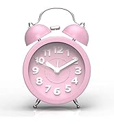 PILIFE 3" Mini Cute Non-ticking Vintage Classic Bedside/Analog Alarm Clock for Kids with Backligh...