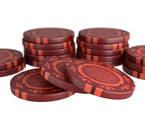 Bullets Playing Cards - 25 jetons de poker Clay Corrado pour poker - sans valeurs - 14g - 4cm de diamètre - Couleur rouge Cover