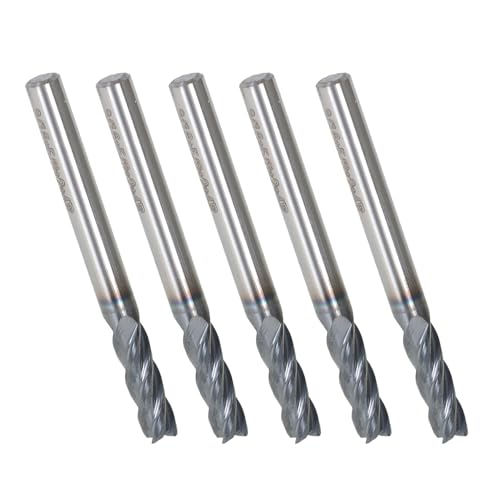 Image of 5Pcs End Mill 4 Flute Helix Carbide End Mill 3 /16 Inch Carbide Square End Mill Fit for CNC, Engraving Machine Carbon Steel, Mould Steel, etc