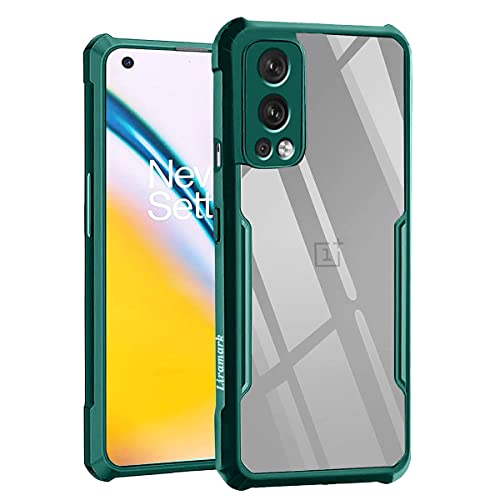 Image of LIRAMARK Transparent Clear Shock Proof Back Cover Case Designed for OnePlus Nord 2 5G (Green)