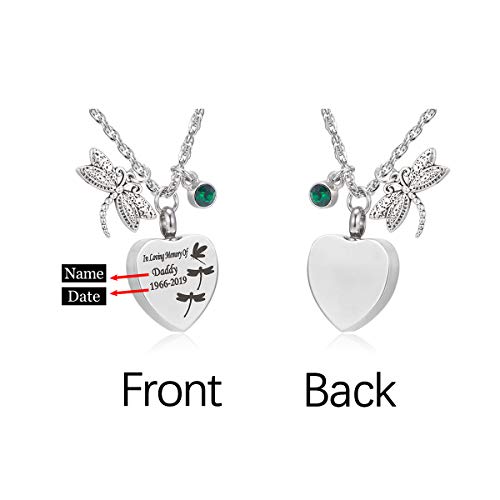 Dragonfly Urn Necklace for Ashes Personalized Gemstone Memory Pendant Cremation Jewelry3