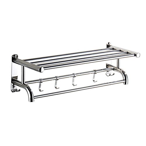 Porte-serviettes en acier inoxydable épais cintre mural 80 cm double niveau