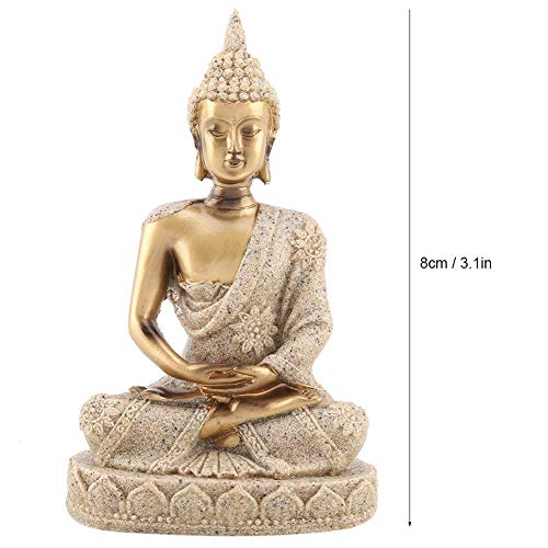 Estatua De Buda Para Meditación De Resina Y Piedra Dorada miniatura 2