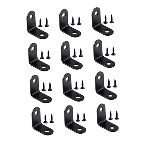 CIYODO 90° L-Shaped Angle Brace Black Corner Code Steel Angle Bracket for Furniture with 24pcs Screws