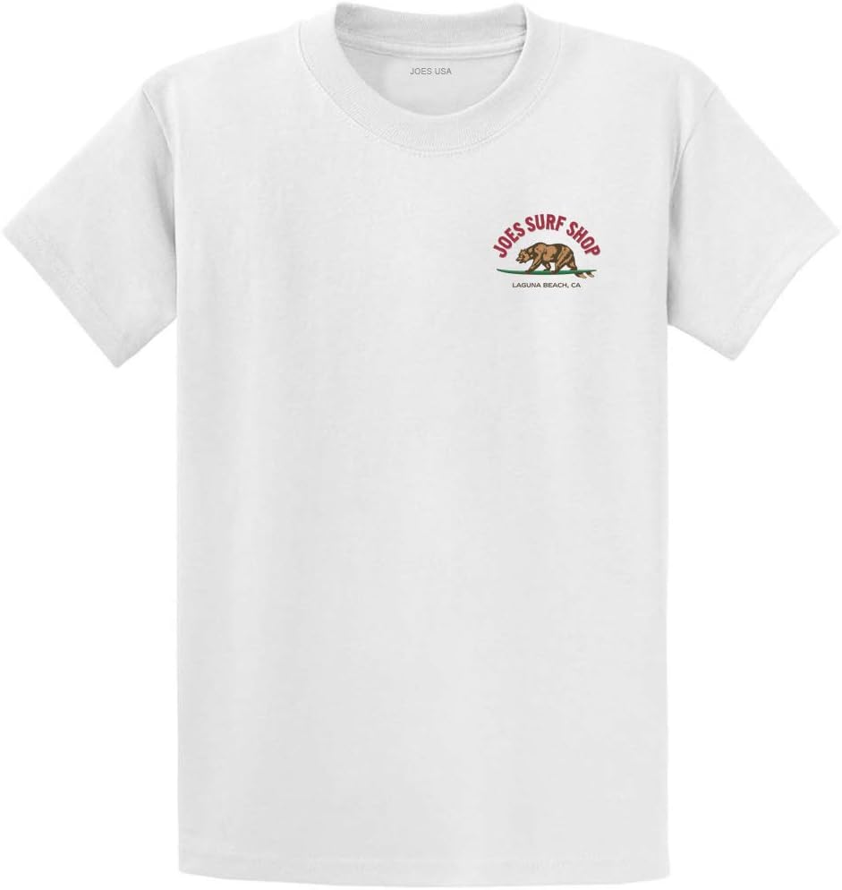 Joe's USA Surfing Bear Logo Cotton T-Shirt - 3XL (White/C 100% Cotton T-Shirt)