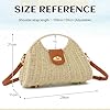 EVEOUT Sac à bandoulière Paille Femme Boho Chic Sac à Main Panier été en Rotin Tissé pour Plage Vacances(Beige 02) #2