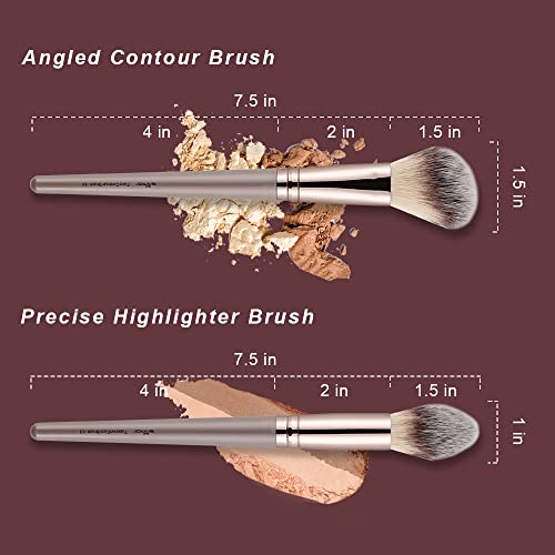 Anmor Contour And Highlighter Brush Set, Premium Blush Bronzer Face Makeup Brush Kit, Perfect For Cheek Nose Blending Contouring (Champagne, Contour/Highlighter) #TOP4