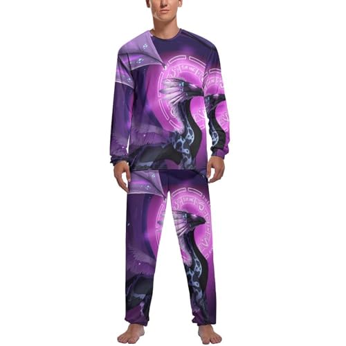 Pyjama homme haut et bas manche longue Dragon Pourpre pour vêtement de nuit confortable