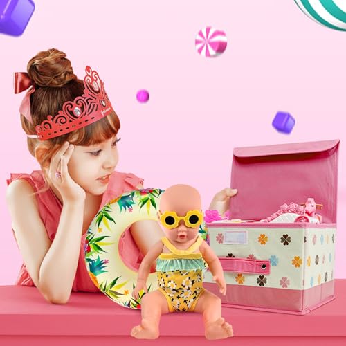 Randomgo Schwimmset für Puppen, Sommer Puppenkleidung, Puppenzubehör Kleidung Outfits, Schwimmset für Puppen mit Badeanzug Schwimmring Sonnenbrille Clogs für 35-45 cm Puppen (B)