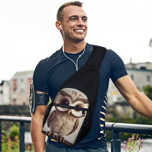 Mochila bandolera Cute Owl blanca para senderismo y uso casual miniatura 3