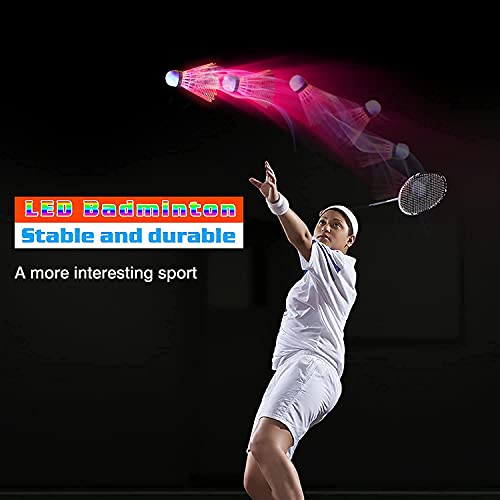 Badminton Shuttlecocks Birdies Led Goose Feather Glow Shuttlecock Set Outdoor Rackets Game, Backyards Activities For Kids & Teen (5 Pcs Nylon) #TOP2