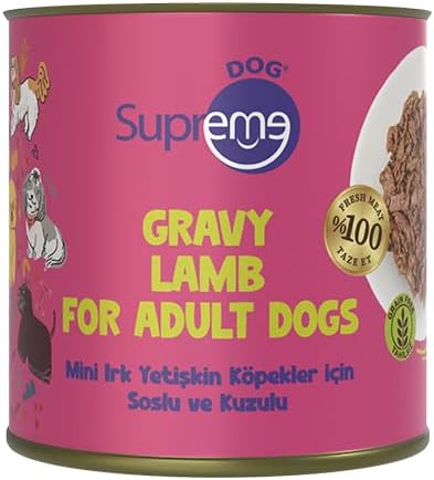 Supreme Dog Mini Irk Yetişkin Köpekler İçin Soslu Kuzulu Konserve Mama, Yüksek Proteinli 200 gr
