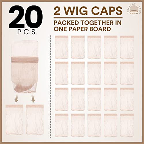 image for Teenitor 20PCS Wig Caps, Stretchy Thin and Transparent Wig Cap, Breath