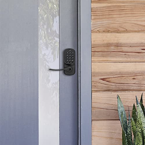Image of Yale Assure Lever Entry Door Handle with Wi-Fi Connected Physical Keypad, Black Suede Smart Door Lock with Handle, Back-Up Key, YRL216-WF1-BSP