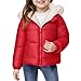 Winter Jacket For Boys Cute Fall Puffer Down Winter Jackets For Girls Loose Zip Up Fashion Boys Coat Fleece Lined Hooded Quilted Tunic Outerwear With Pockets Red 110