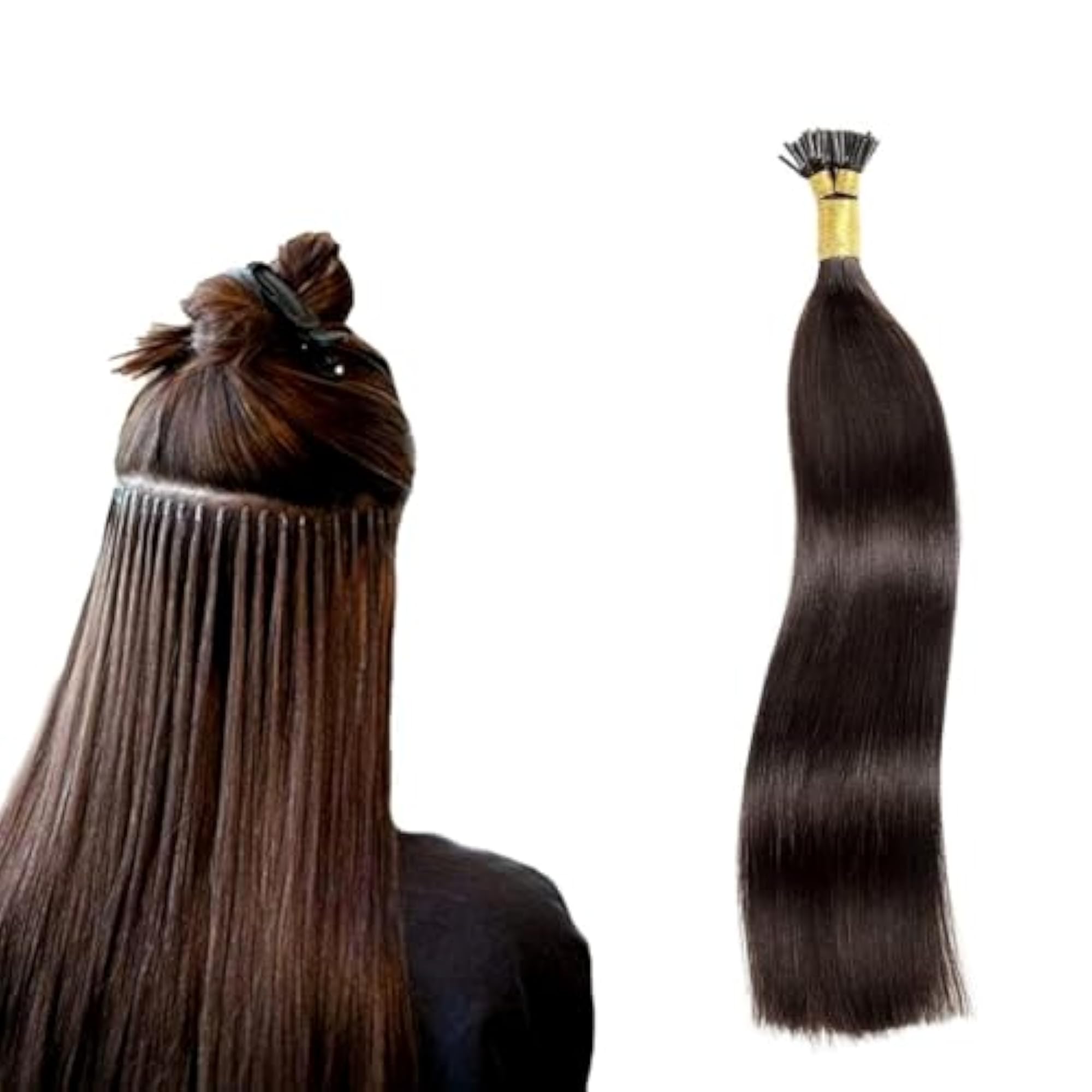 Women's Black I Tip Human Hair Extensions, 100g