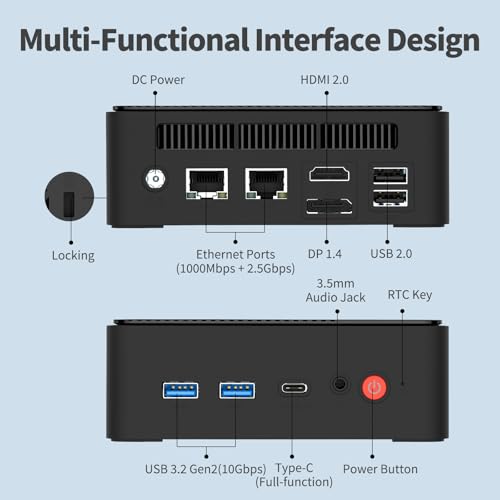 Mini PC, Intel 12th Alder Lake N100 (up to 3.4GHz), 16GB DDR4 RAM 512GB M.2 SSD, Mini Desktop Computers Windows 11, 4K Dual Display, USB3.2, RJ45, Micro PC for Home Office Business - Image 9