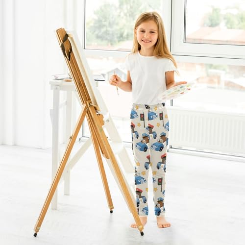 ALAZA Girls' Leggings Children's Yoga Pants Skinny Printed Dance Bear Police Car Comfortable 4T4