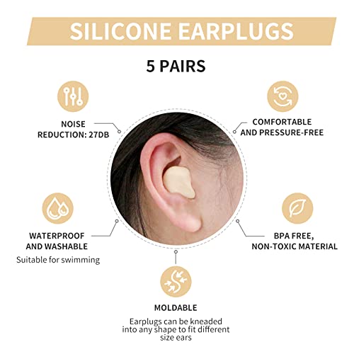 Silicone Earplugs 5 Pairs For Swimming And Soft Foam Earplugs 5 Paris For Sleeping #TOP2