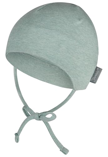 Sterntaler OCS Beanie Melange – Unisex Baby Mütze aus Melange-Singlejersey (Bio) – weiche Kopfbedeckung mit zwei Tragevarianten – lässige Übergangsmütze für Babys & Kinder – steingrün, Gr. 51