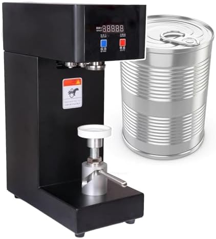 Counting Liquid Can Sealer Machine,180W Electric Screen Display Can Sealer Seamer, Commercial Adjustable Height Tin Can Capping Machine,Black-220V
