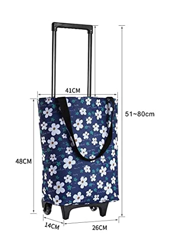 QUANLI Faltbarer Einkaufstrolley, leichter Einkaufswagen mit rollenden Rädern und wasserdichter Tasche… – Bild 7