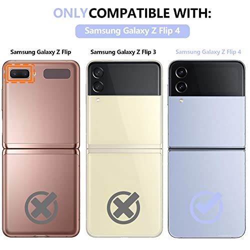 Niffpd For Samsung Galaxy Z Flip 4 Phone Case With Ring, Silicone Flip Cover, Metal Ring, Anti-Fingerprint Shockproof Protective Phone Cover For Samsung Z Flip 4 5G 6.7-Inch (Light Purple) #TOP1