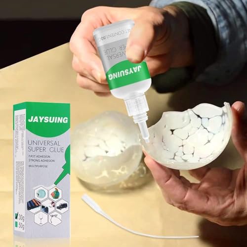 Image of Axciantyy Jaysuing Universal Super Glue 50g - Instant Strong Bond Multi-Surface Adhesive with Precision Applicator for Fast Repair on Wood, Metal, Plastic