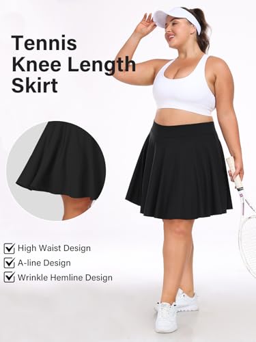 Moon Wood Knee Length Skirts for Women 4 Pockets High Waisted Plus Size Womens Tennis Skirt Athletic Golf Skirts with Shorts3