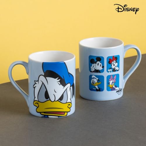 Image of Clay Craft x Official Disney Donald and Daisy Duck Valentine Special Ceramic Mug Set (Set of 2, 330ml) - Romantic Couple Gift for Valentine's Day, Anniversary & Wedding - Microwave & Dishwasher Safe