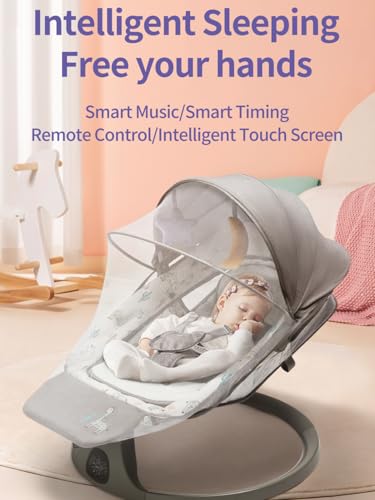 Image of Softies Alloy Steel Automatic Cradle for Baby Rocker|Swing for New Born Baby|Baby Cradle and Swing|Baby Sleeping Swing|Electric Jhula for Baby 0 to 2 Years|Automatic Swing Cradle for Baby, Grey