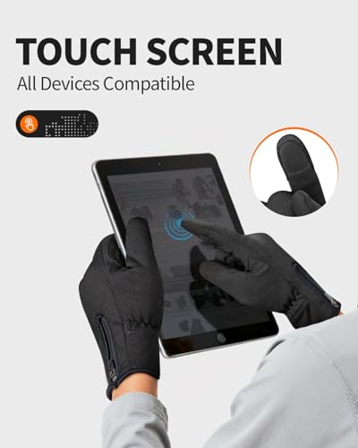 Image of RIGWARL Warm Kids Winter Gloves for Boys Girls, Water-Resistant Touchscreen Gloves with Zipper Cuff, Gifts for Kids Christmas