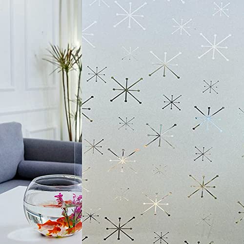 Image of SUNBIRD Window Film Privacy Colorful Window Sticker, Decorative Window Vinyl, Adhesive Home UV Blocking, Heat Insulation Static Cling for Bathroom Office (24 X 48 INCHES-2PCS, Snow Flakes)